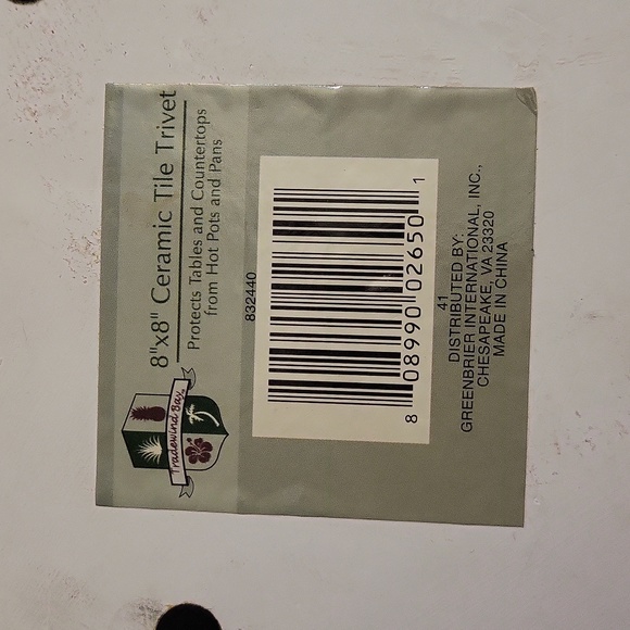 Ceramic Tile Trivet wicker 8x8 nwt - Picture 4 of 4